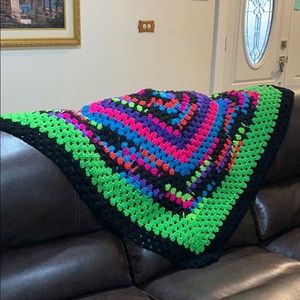 Neon kaleidoscope crochet quilt/throw